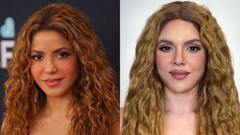 A cantora Shakira e a maquiadora Letícia Gomes