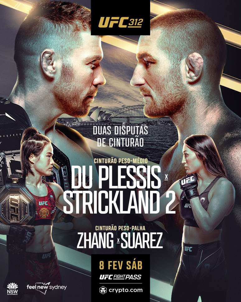 UFC 312 será disputado neste sábado em Sydney 