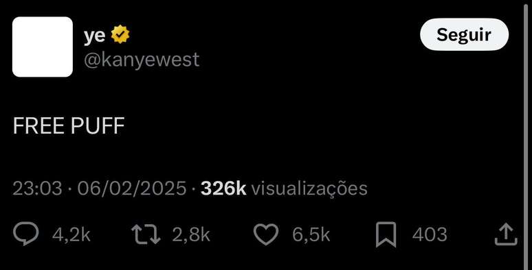 Tweet de Kanye West perguntando a Diddy 