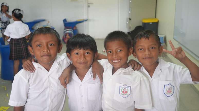 O Centro Educacional Sahila Olonibigiña é frequentado por crianças de várias comunidades da região.