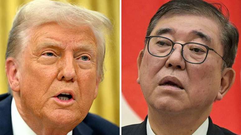 Trump e o primeiro-ministro japon&ecirc;s Shigeru Ishiba