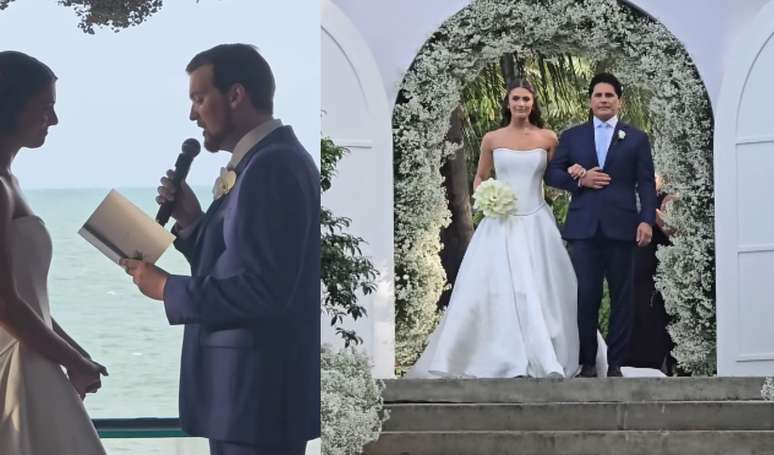 Ceremonia de boda de Luma César: vea las fotos de la ceremonia que tiene derecho a un vestido de novia del corsé.