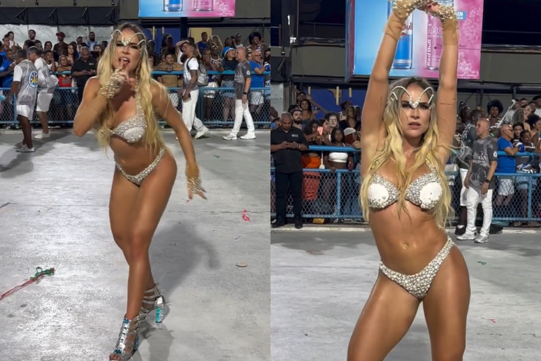 Gabi Martins mostra habilidade na Marquês de Sapucaí durante ensaio da Vila Isabel.