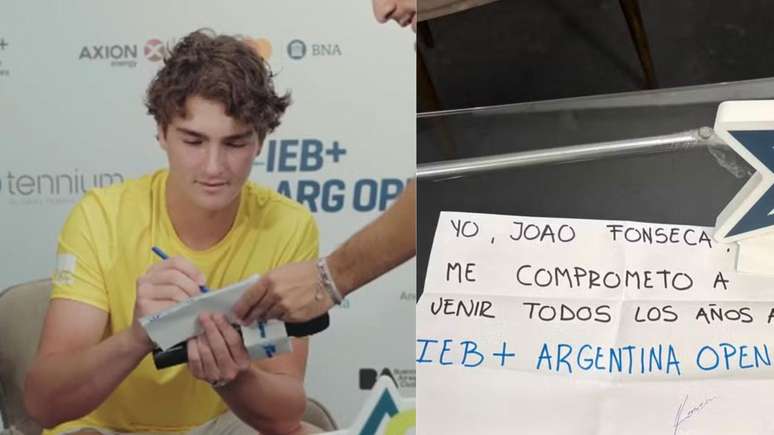 João Fonseca caiu em uma 'pegadinha' e assinou um 'termo de compromisso' para jogar o IEB + Argentina Open todos os anos.