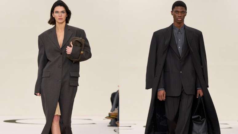 Desfile trouxe Calvin Klein de volta às passarelas, inclusive com Kendal Jenner (esq.)