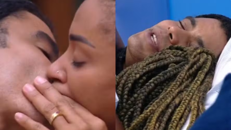 BBB 25: Em dia de paredão, Aline e Diogo trocam beijos e vão para o edredom