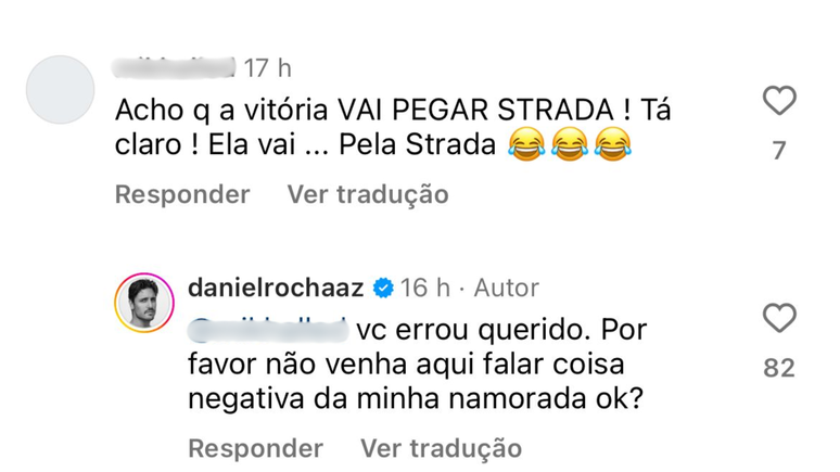 Daniel Rocha rebate seguidor