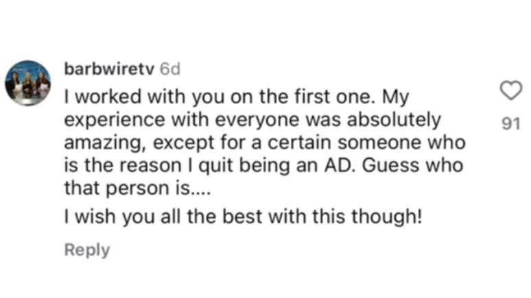 Barbara Szeman em coment&aacute;rio no Instagram 