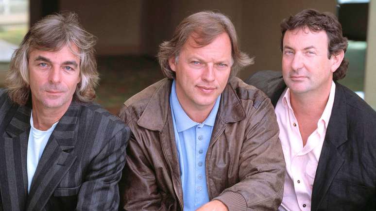 Pink Floyd em 1988 (E-D): Rick Wright, David Gilmour e Nick Mason