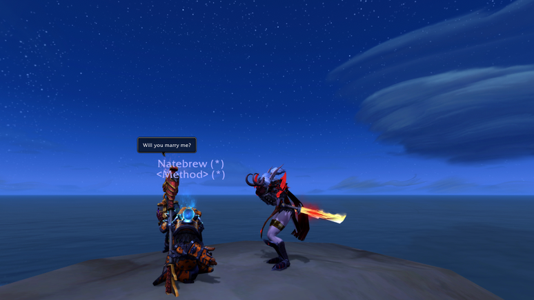 Cena do noivado virtual em World of Warcraft
