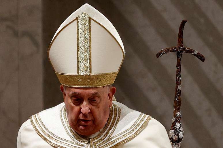Papa Francisco durante evento na Basílica de São Pedro em 1 de fevereiro de 2025