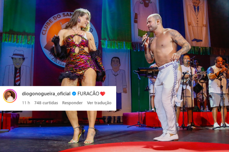 Paolla Oliveira sempre está nos shows de Diogo Nogueira.