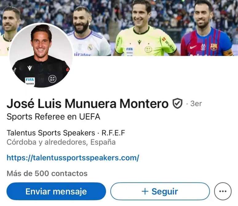 Perfil do &aacute;rbitro no LinkedIn constava a Talentus Sports &ndash;