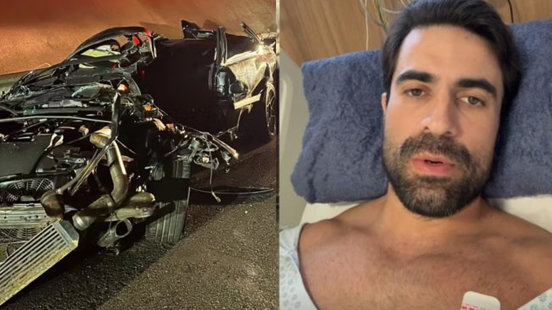 Influenciador que perdeu os pés após capotar BMW em SP chora em alta hospitalar: 'Só o começo'