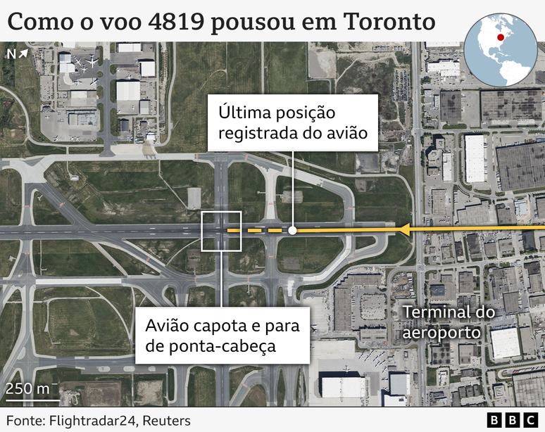 Mapa mostra local do acidente