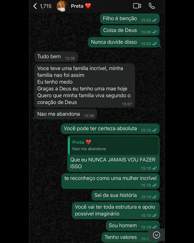Mc Daniel shows a conversation with Lorena Maria before the birth of her son Mc Daniel shows a conversation with Lorena Maria before the birth of her son
