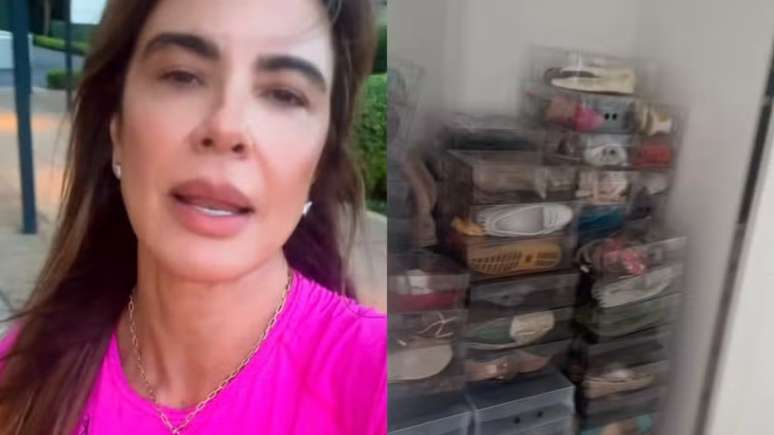 A apresentadora e os sapatos encontrados na casa