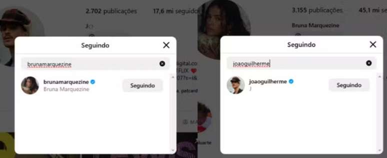Bruna e Jo&atilde;o ainda se seguem nas redes sociais