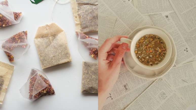 The chamomile tea bag reduces dark circles, swelling and pimples