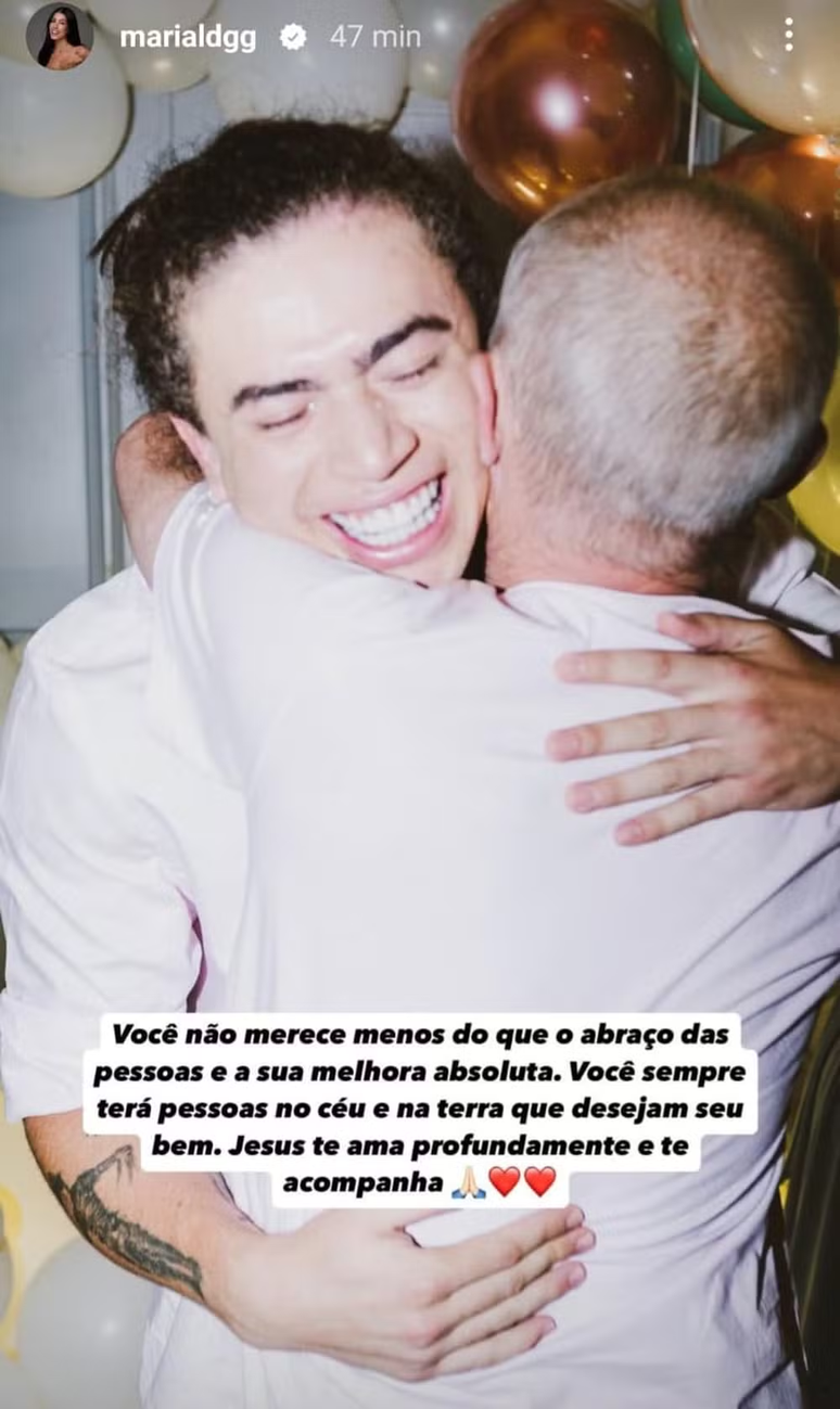 Maria Lina compartilhou foto de Whindersson com mensagem positiva