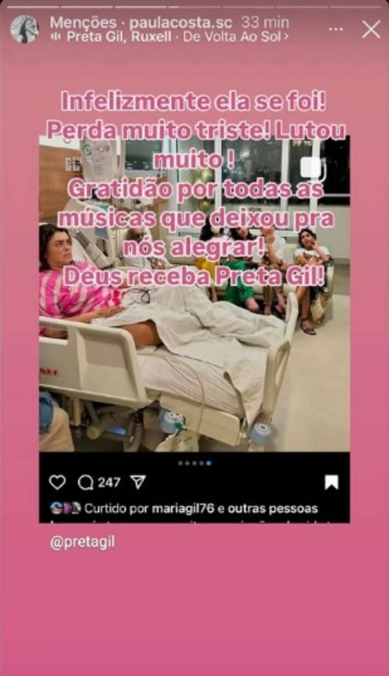 Post shared by prete Gil saying he was dead Post shared by prete Gil saying he was dead