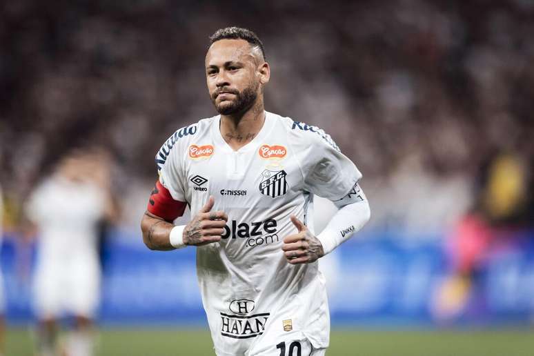 Neymar (Santos) durante jogo contra o Corinthians, no dia 12.02.2025