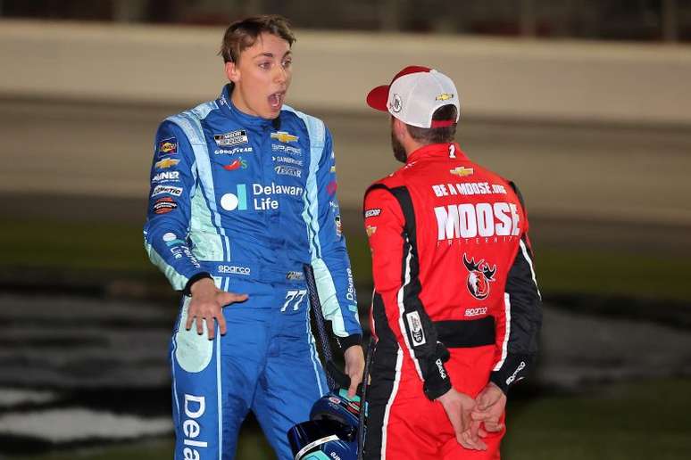 Ryan Blaney speaks with Carson Hocevar Ryan Blaney speaks with Carson Hocevar