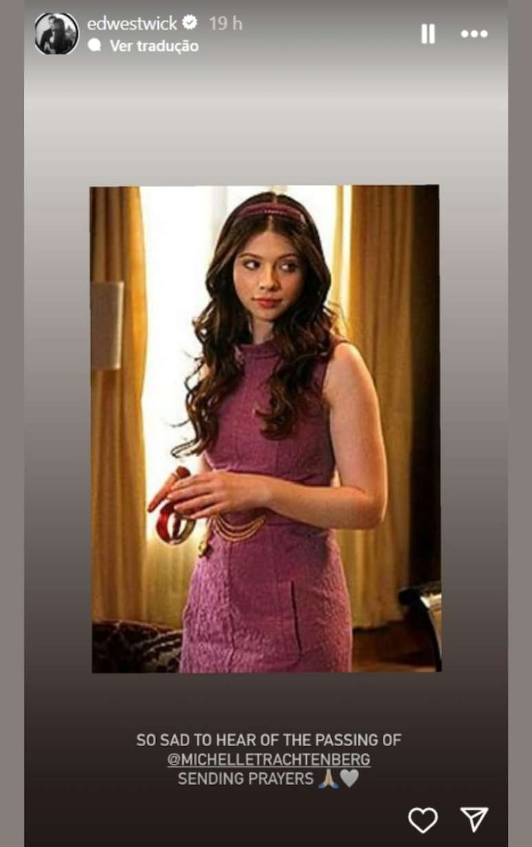 Ed Westwick homenageia Michelle Michelle Trachtenberg, morta aos 39 anos