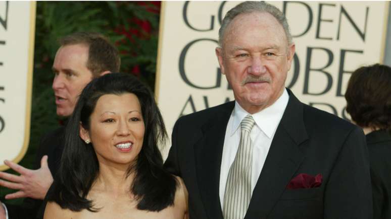Gene Hackman chega à 60ª edição do Globo de Ouro, realizado no Beverly Hilton Hotel em Los Angeles, CA, em 19 de janeiro de 2003.