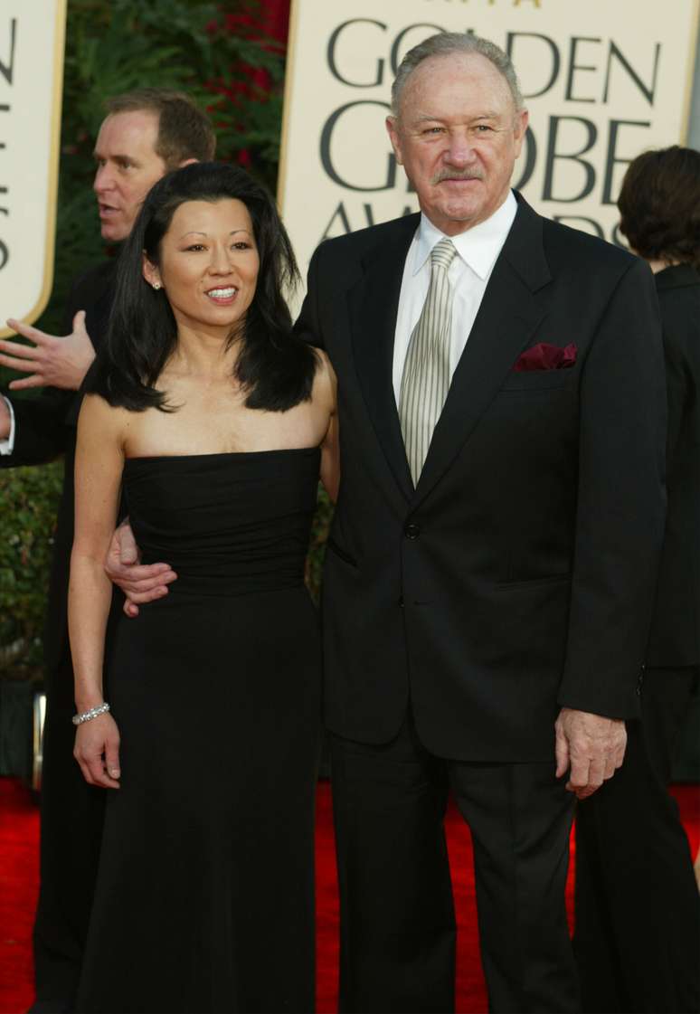 Gene Hackman e a esposa, Betsy Arakawa, no Golden Globe, em Los Angeles, em 2003.