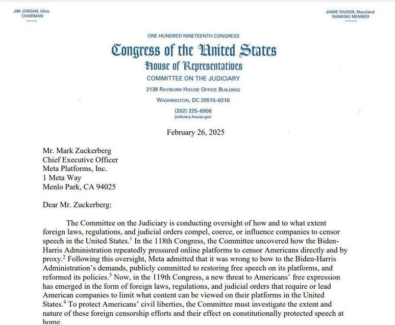 Os CEOs de sete big techs foram convocados a cooperar com a Comiss&atilde;o de Justi&ccedil;a da C&acirc;mara