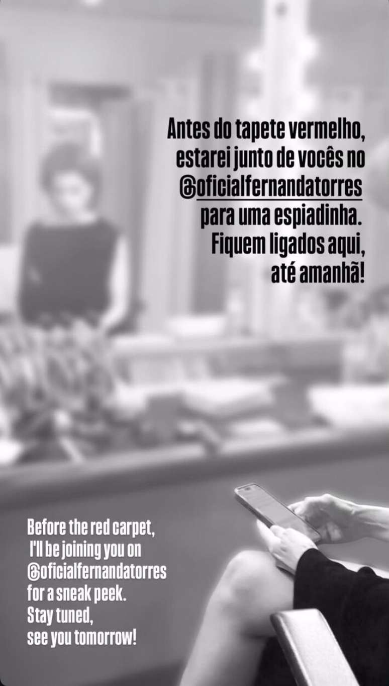 Fernanda Torres promete mostrar look antes de tapete vermelho do Oscar