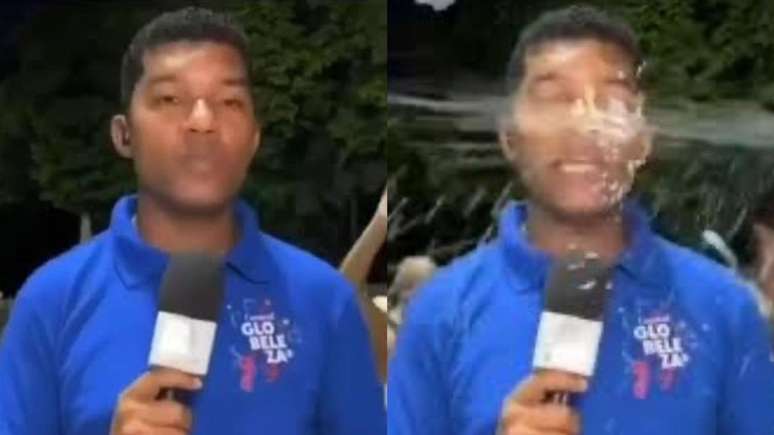 Repórter da Globo leva spray de espuma e é roubado por foliões ao vivo no Rio