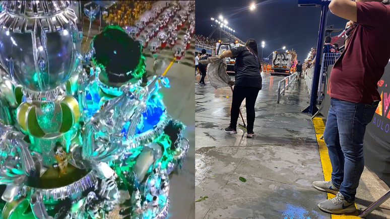 Carnaval: Carro da Mocidade Alegre deixa pista do sambódromo molhada