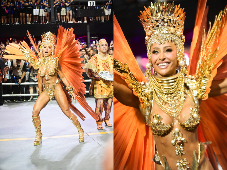 Sabrina Sato desfilou com fantasia pesad&iacute;ssima no carnaval de S&atilde;o Paulo.