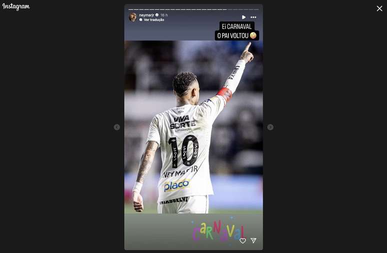 Neymar em rede social &ndash;