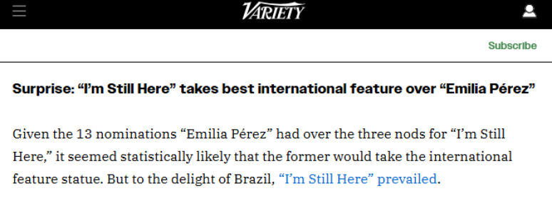 Declaração da revista Variety