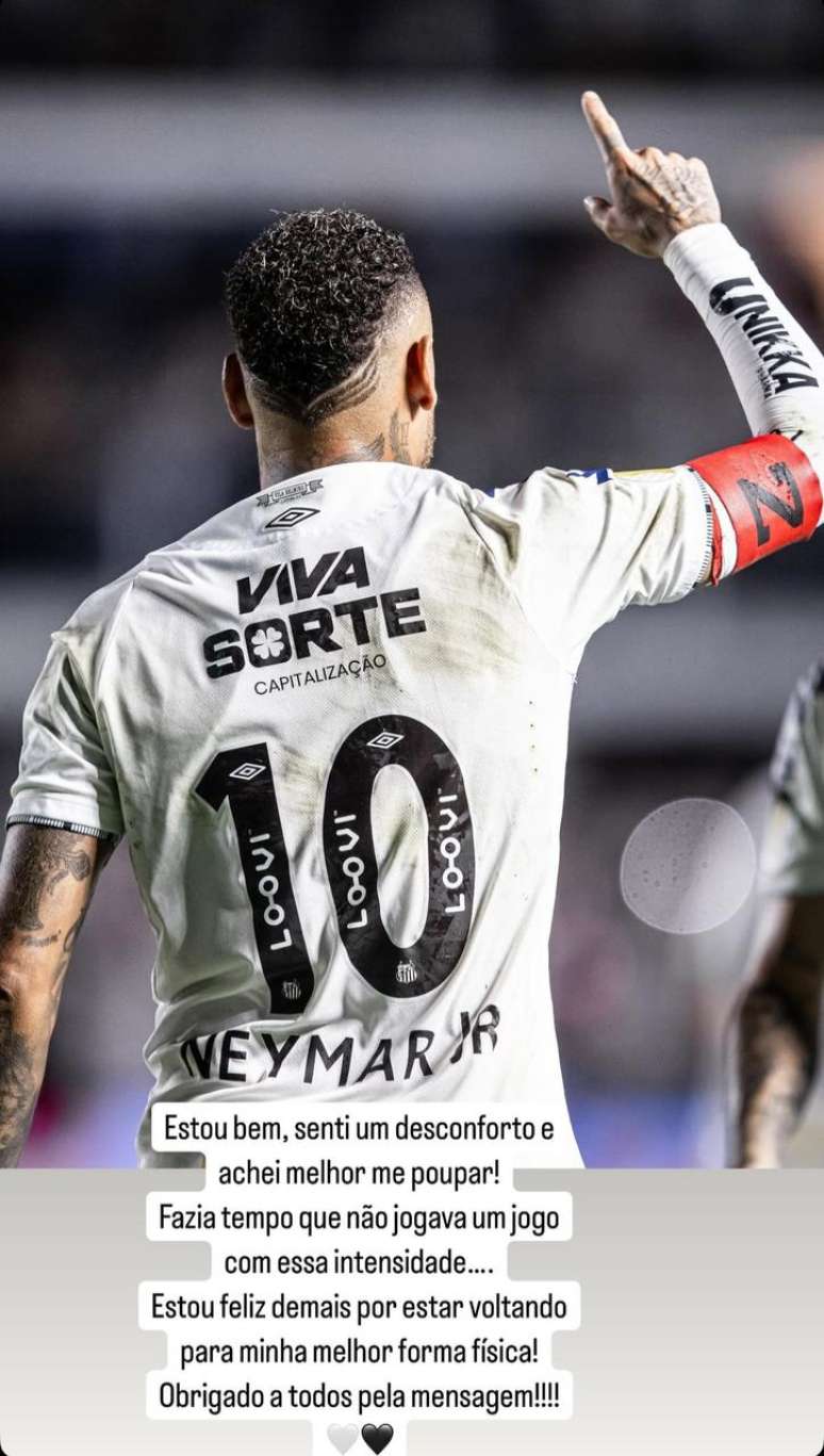 Neymar no Instagram após vitória do Santos