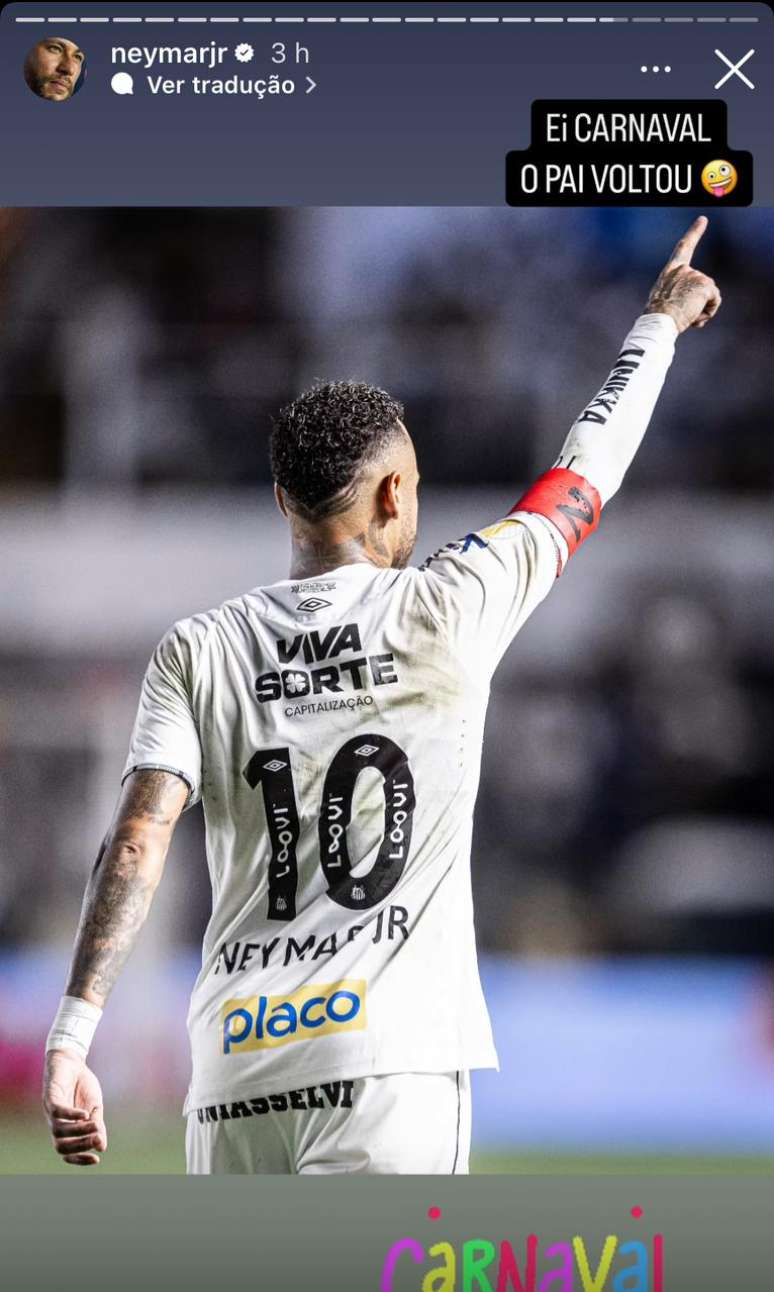 Neymar no Instagram após vitória do Santos