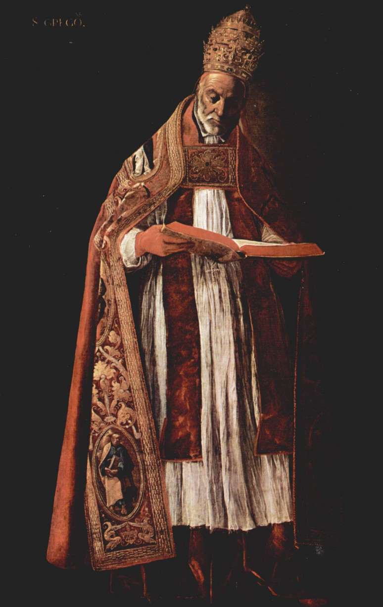 Papa Greg&oacute;rio, em imagem pintada por Francisco de Zurbar&aacute;n