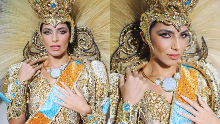 Rayssa Bratillieri usando colar milionário para desfile