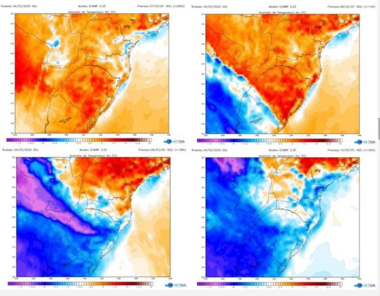 A chegada de uma frente fria deve amenizar a onda de calor que atinge o Sul do Brasil, de acordo com a MetSul.