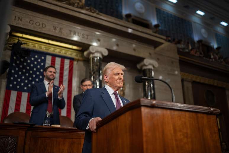 Presidente Donald Trump discursa para o Congresso dos Estados Unidos