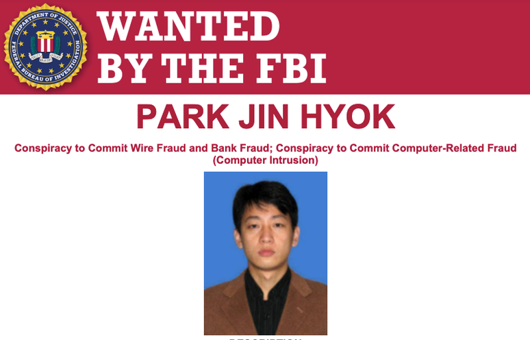 Park Jin Hyok é um dos hackers norte-coreanos do grupo Lazurus procurados pelo FBI com recompensa oferecida pelo programa Lazarus Bounty da ByBit