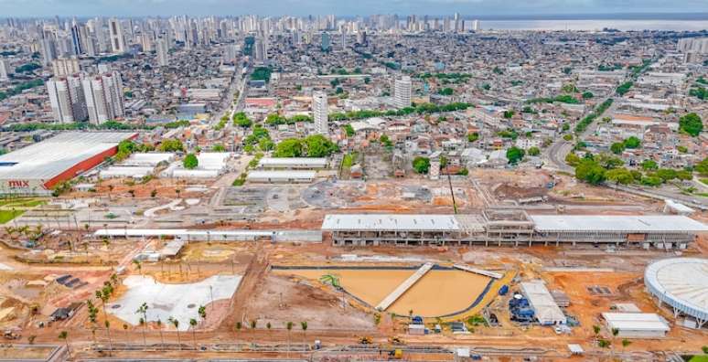 Obras do Parque da Cidade, espaço que sediará a programação da COP-30 em Belém (PA)