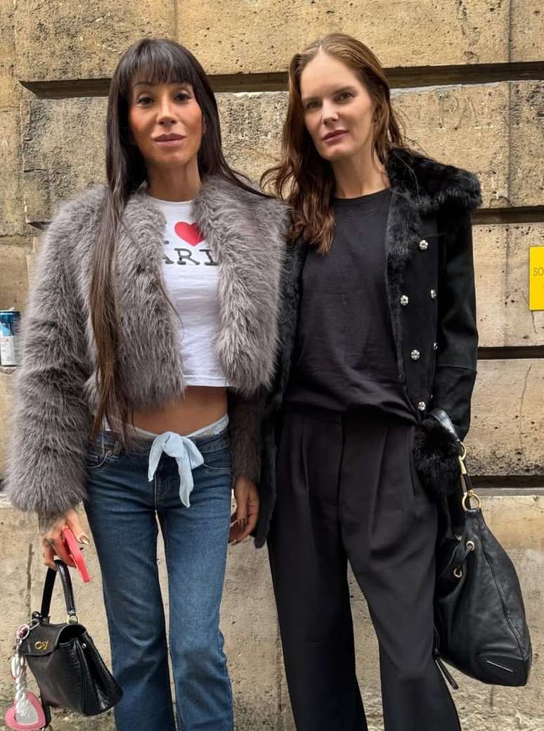 Maya Massafera e Marcelle Bittar ap&oacute;s o desfile de Marine Serre 