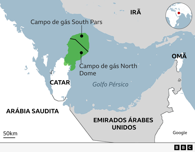 Mapa mostra pa&iacute;ses &aacute;rabes e campos de g&aacute;s na regi&atilde;o