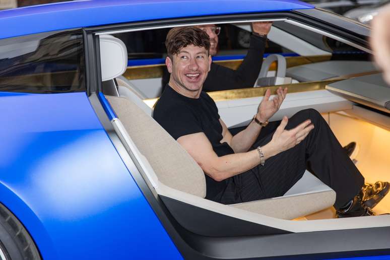 Actor Barry Keoghan at the new Jaguar Type 00 at the Paris fashion event (France) Actor Barry Keoghan at the new Jaguar Type 00 at the Paris fashion event (France)