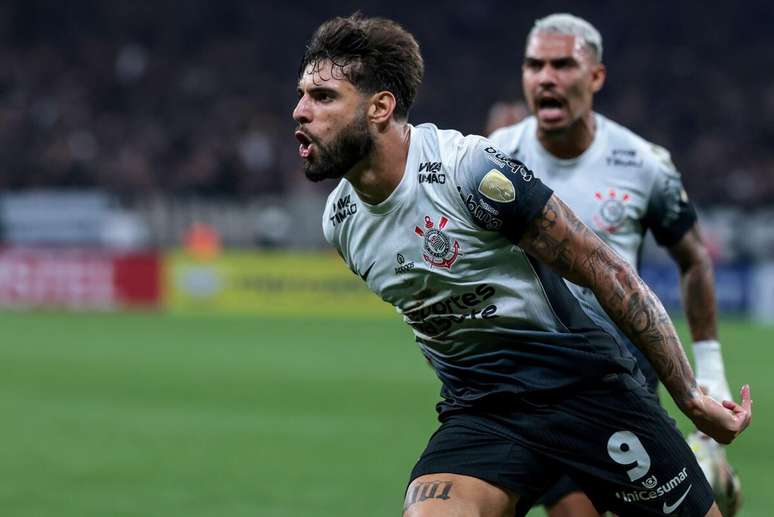 Yuri Alberto (Corinthians) comemorando seu gol contra o Universidad Central, no dia 26.02.2025 