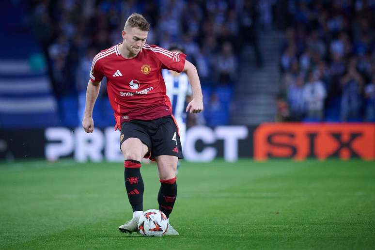 Matthijs De Ligt (Manchester United) durante jogo contra a Real Sociedad, no dia 06.03.2025 